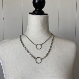 Urban Outfitters Silver Double Circle Necklace